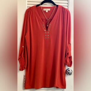 MICHAEL KORS Tangerine Tunic Dress/Top 
Size L and Chain Necklace w/ Pendant.